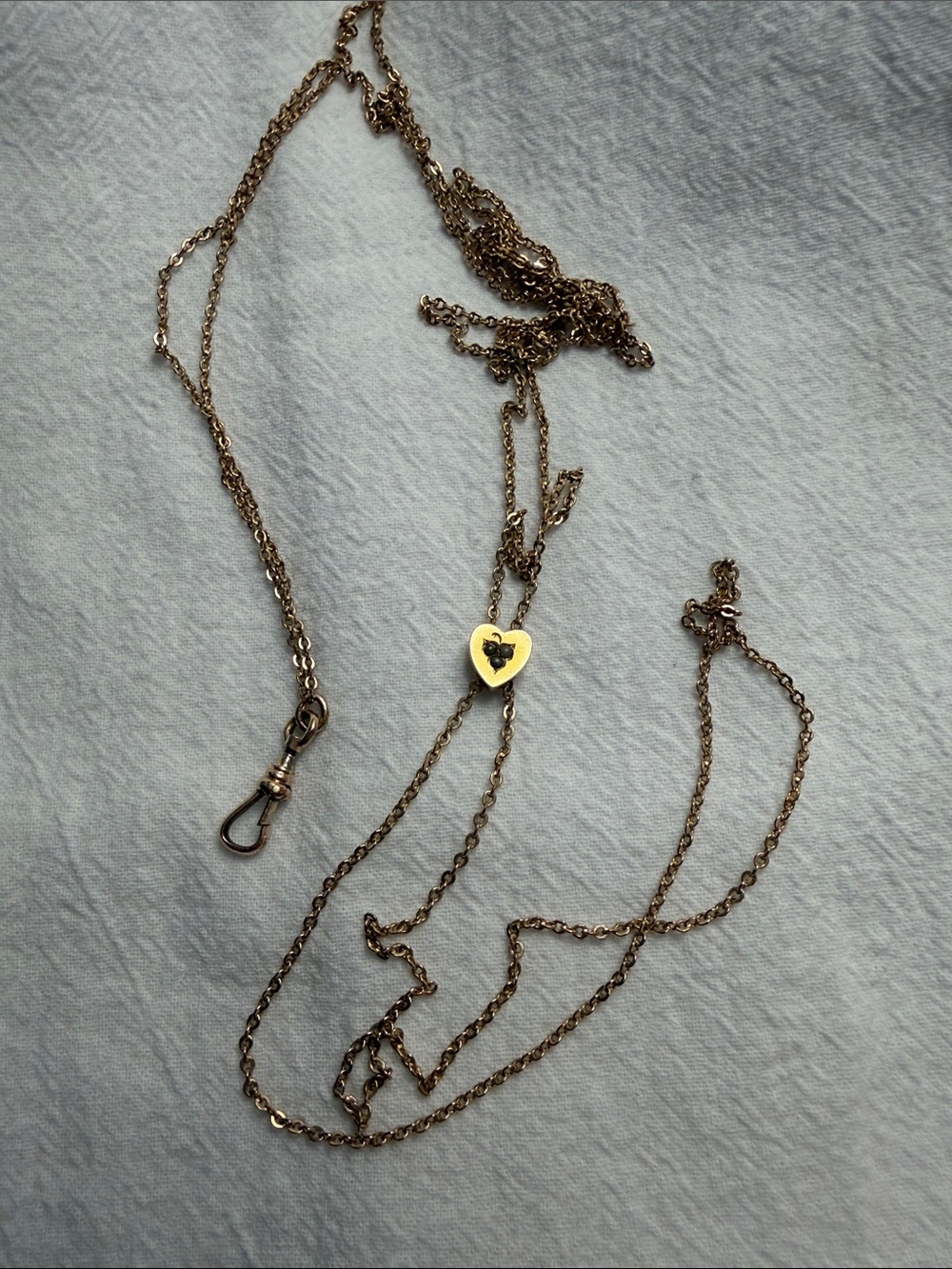 Victorian Gold Filled Watch Fob Heart ~ Etched 3 Seed Pearl Flower & “W”